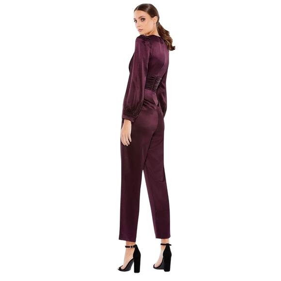 Ieena for Mac Duggal - A2647 V Neck Long Sleeve Jumpsuit - Picture 2 of 3